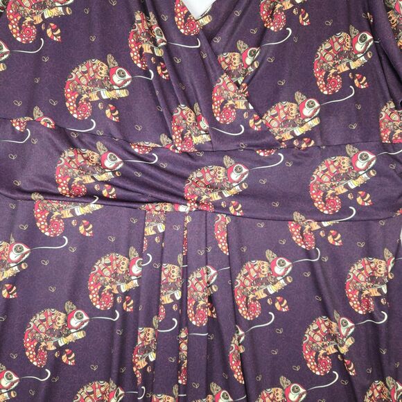 Lady Voluptuous London Womens 30 32 Dress Mandala Chameleon Novelty Print Midi - Picture 4 of 12